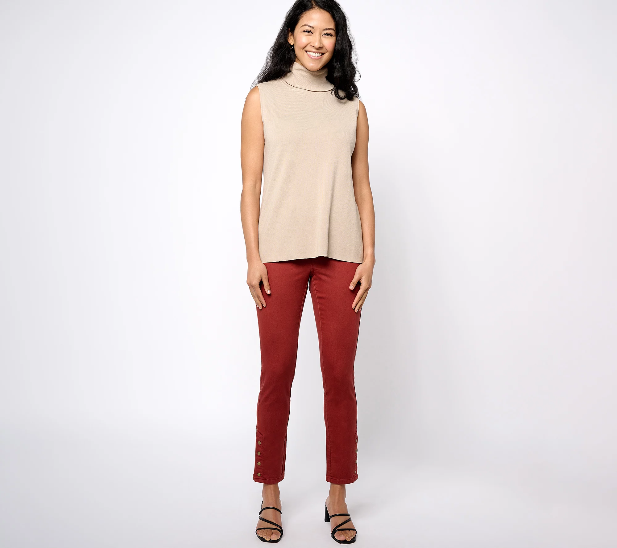 "As Is" Denim & Co. Comfy Knit Petite Slim Straight Ankle Pant