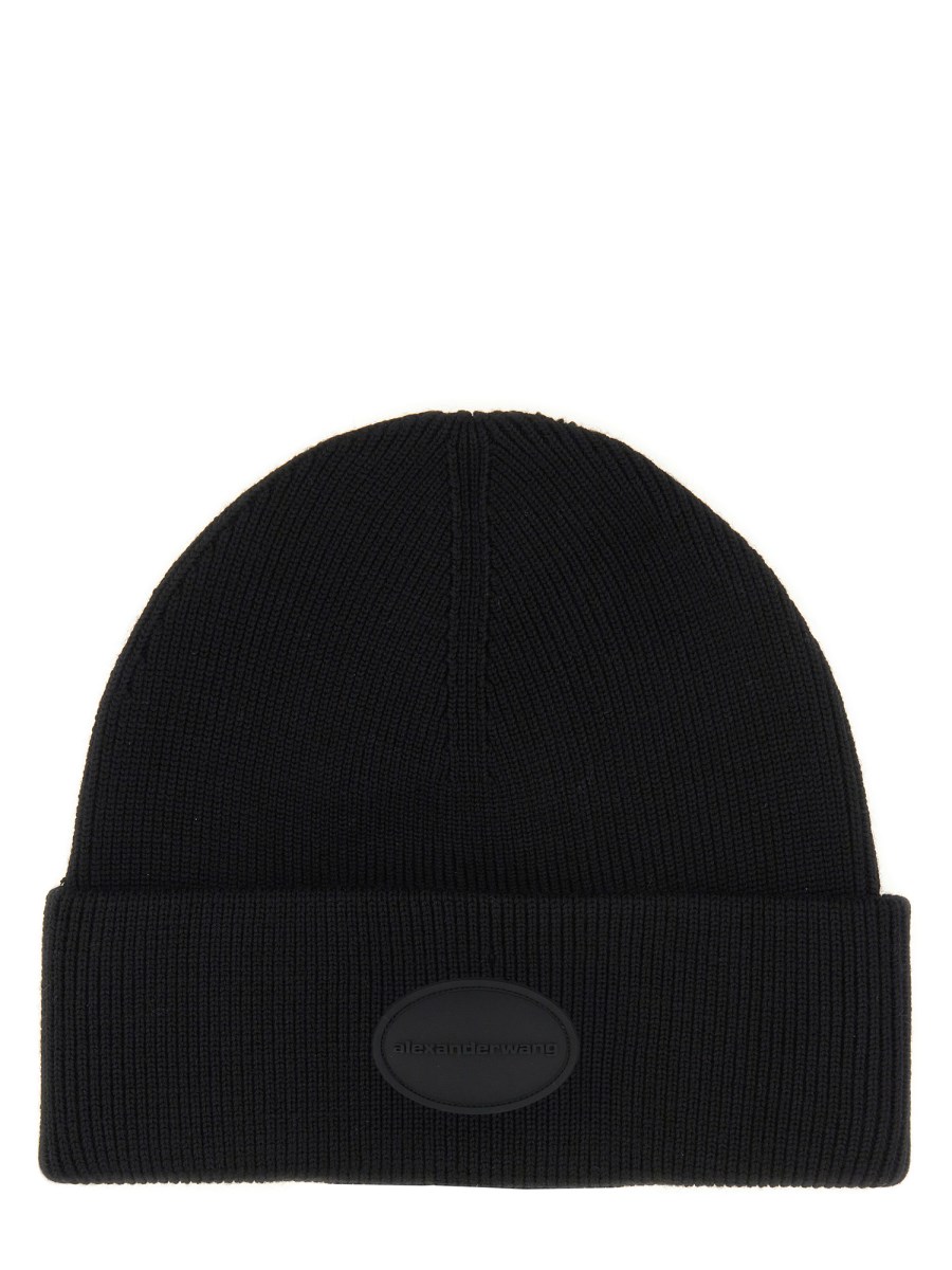 ALEXANDER WANG      CAPPELLO BEANIE IN LANA CON LOGO A CUPOLA