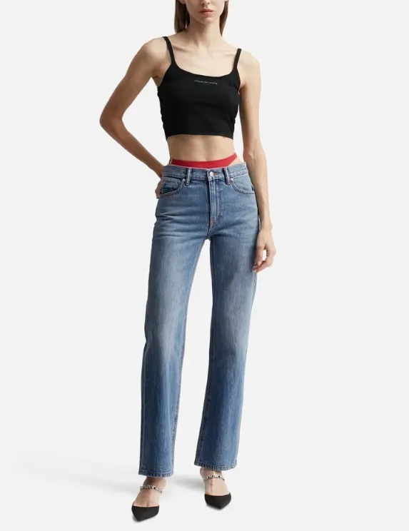 Alexander Wang  |Rib Street Style Plain Logo Cropped Tops Tanks & Camisoles