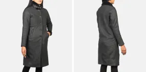 Alina Shearling Black Leather Coat