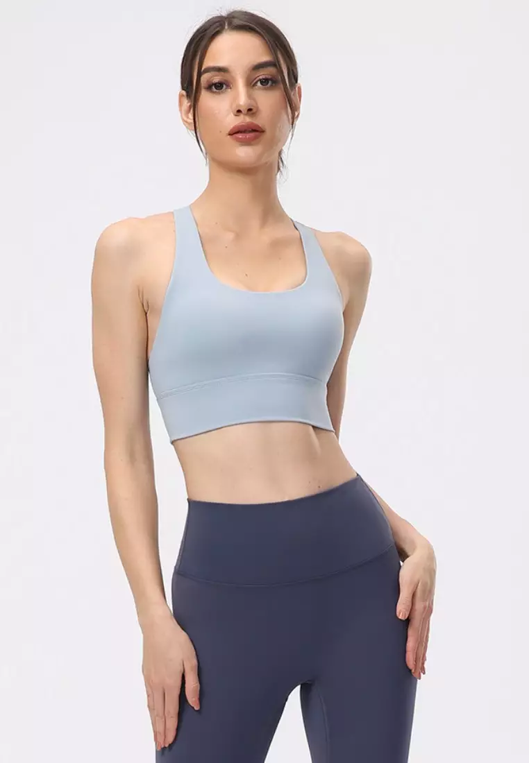 B-CODE YGA1009_Grey_Lady Quick Drying Running Fitness Yoga Sports Bra