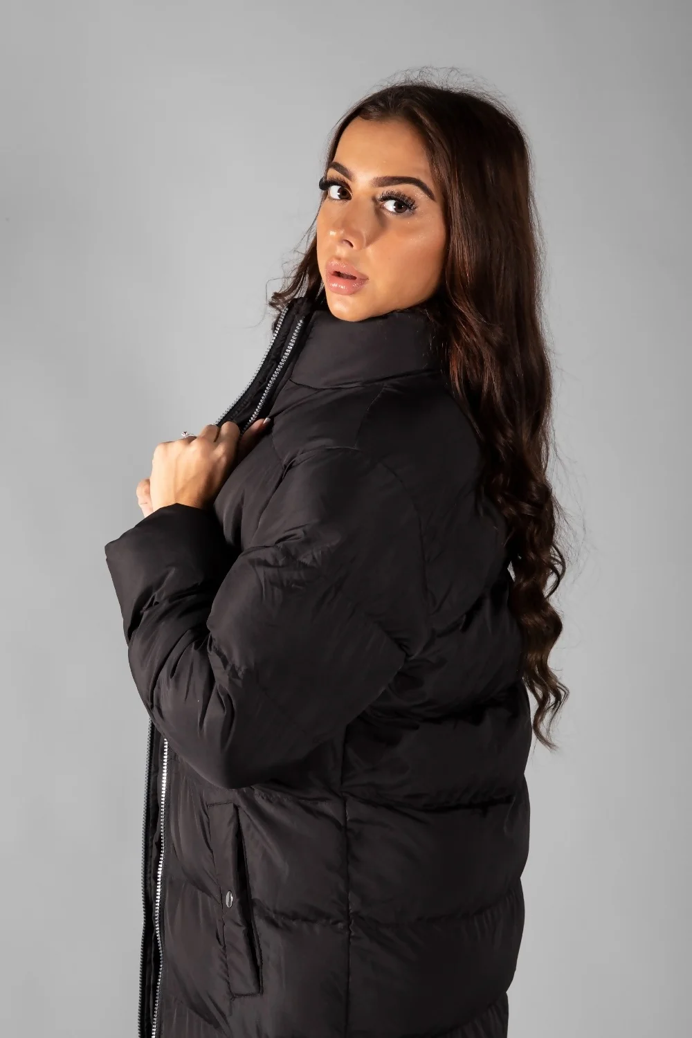 Black Maxi Longline Puffer Coat