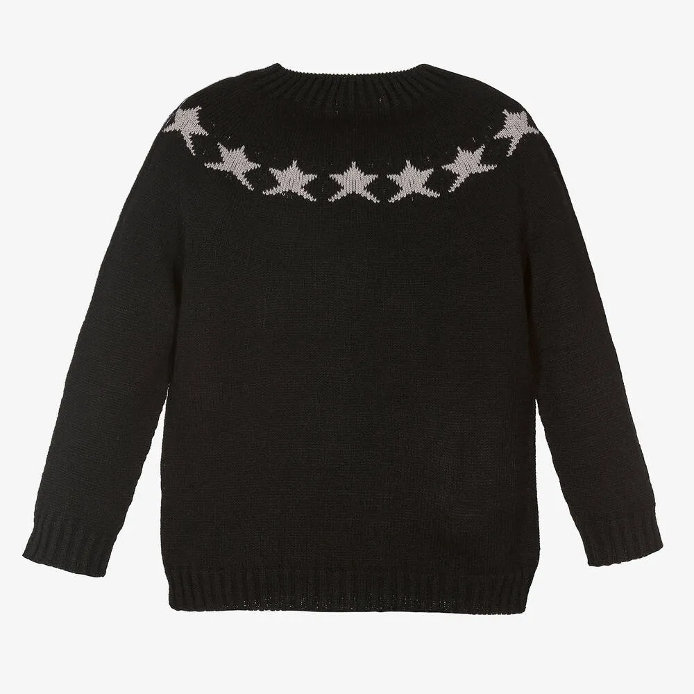 Boys Black Stars Sweater