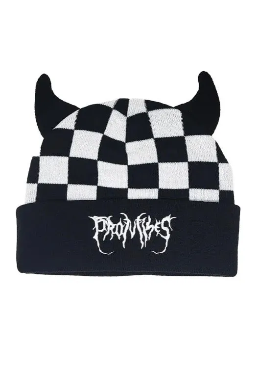 Broken Promises - Checkered Devil Horn Black/White - Beanie