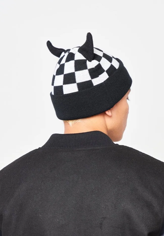 Broken Promises - Checkered Devil Horn Black/White - Beanie