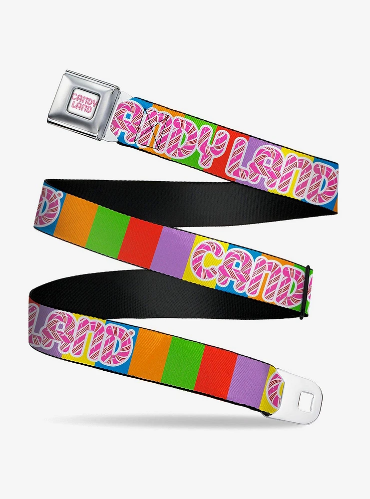 Candy Land Game Logo Color Blocks Seatbelt Buckle Belt