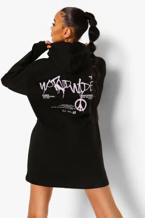 Graffiti Back Print Hoodie Dress