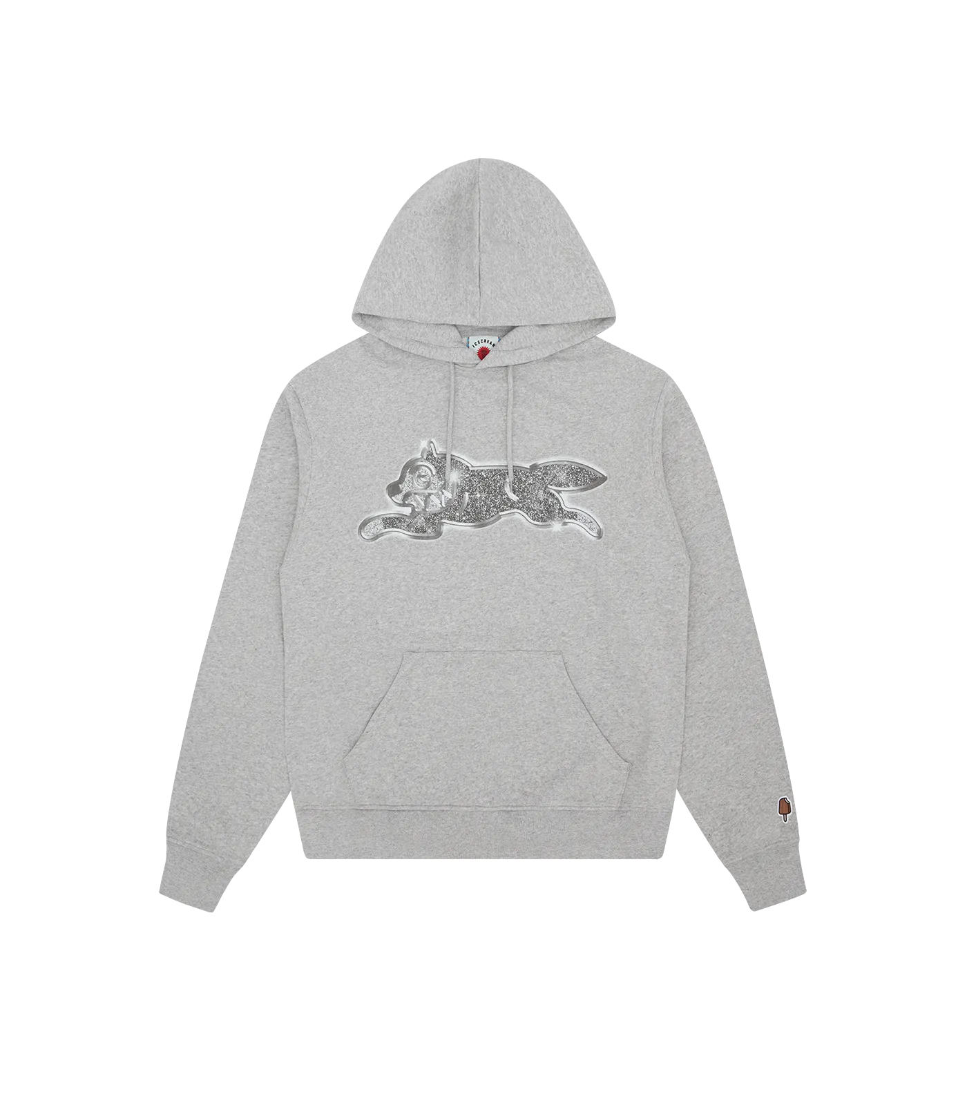 ICED OUT RUNNING DOG HOOD - HEATHER GREY