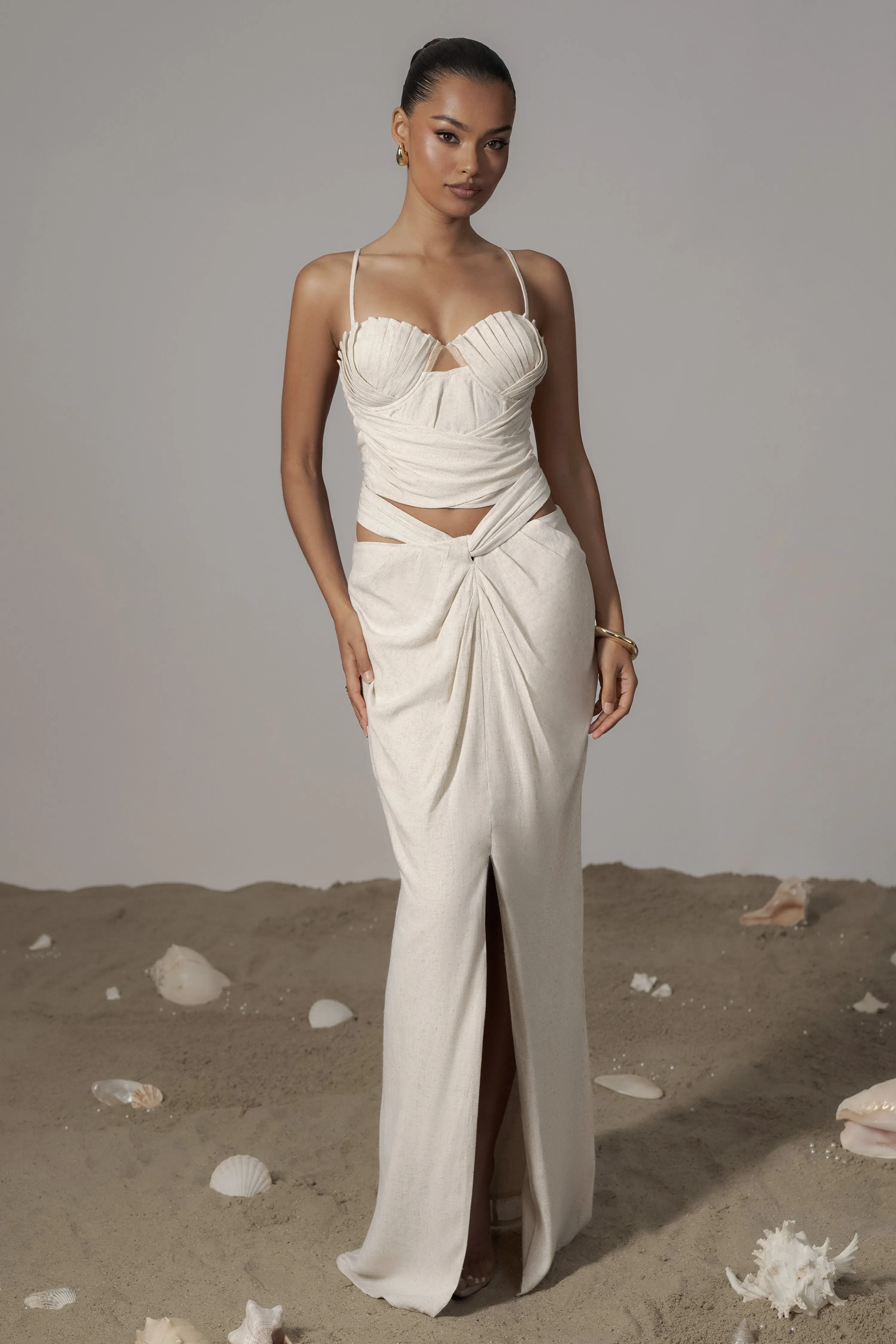 Ivory Dreamland Linen Skirt