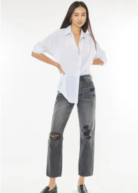 Lindsey High Rise Boyfriend Distressed Denim