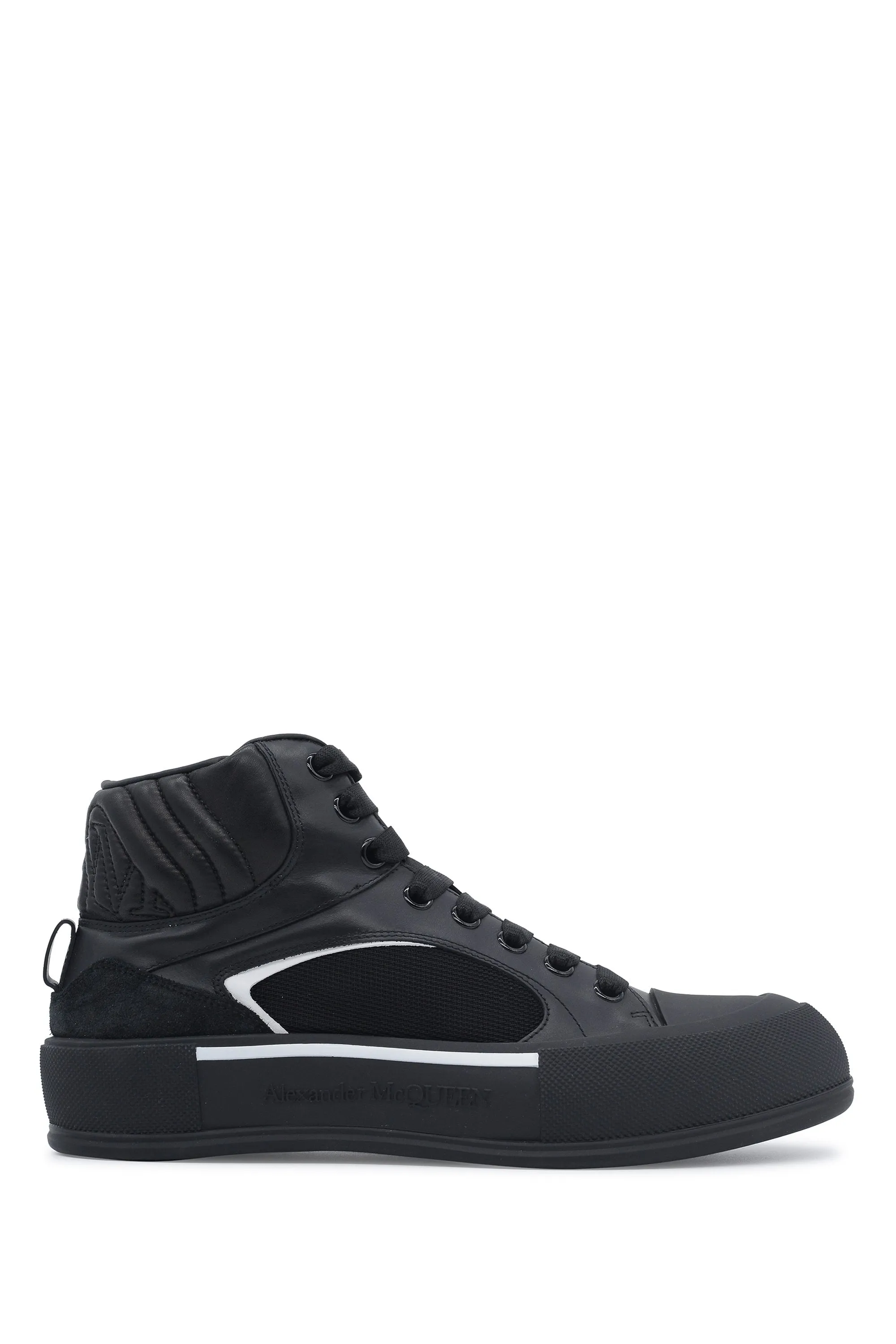 Mid Top Leather Sneakers Black
