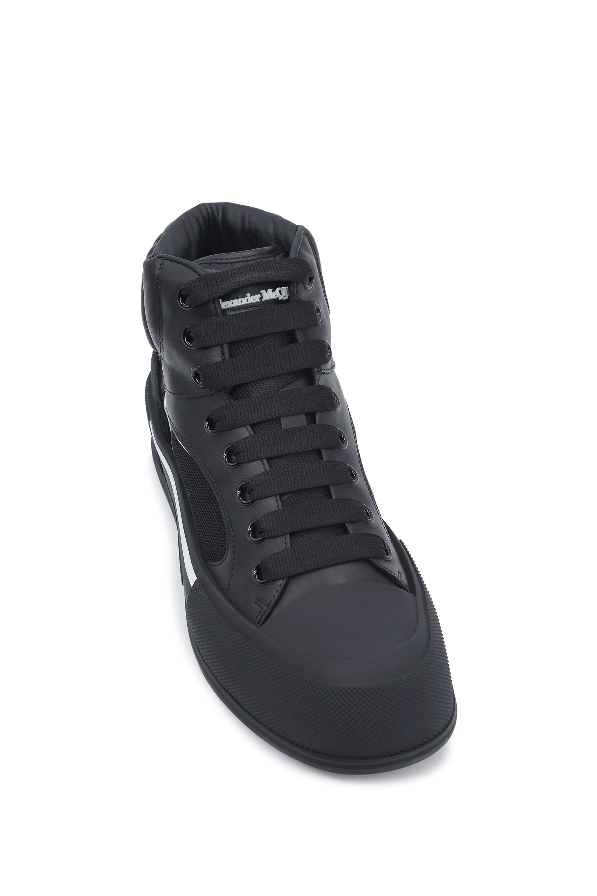 Mid Top Leather Sneakers Black