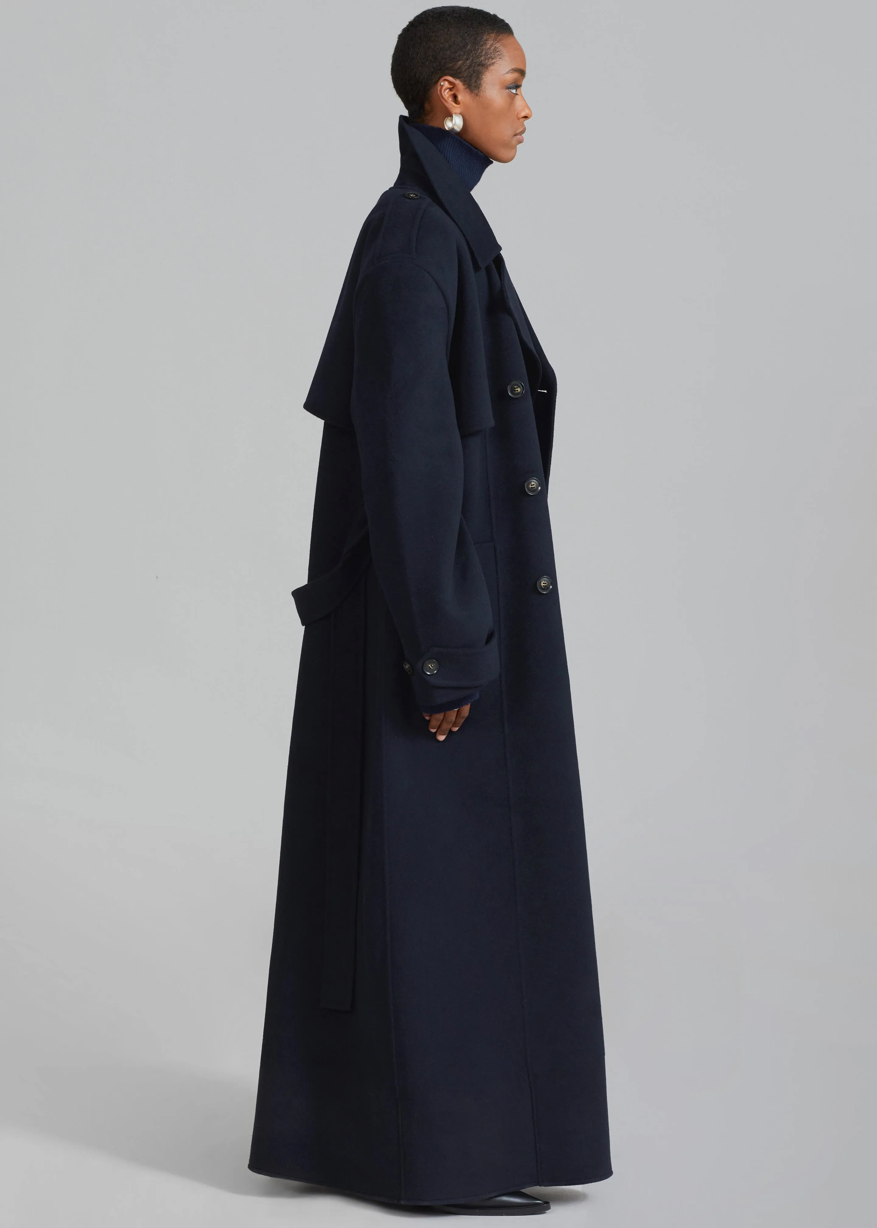Nikola Padded Trench Coat - Navy