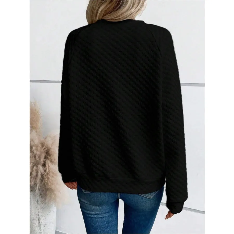Notched Long Sleeve Sweatshirt
