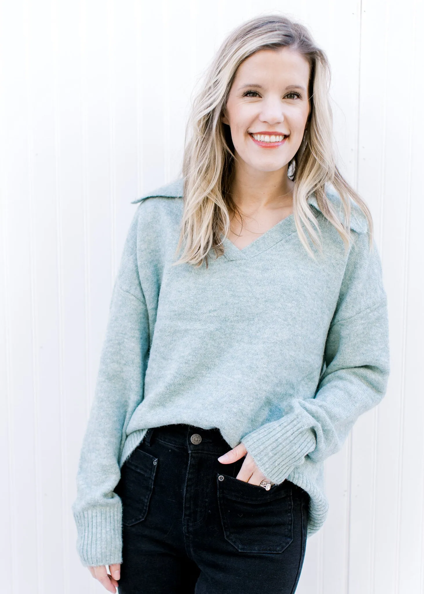 Pale Blue Collared Sweater