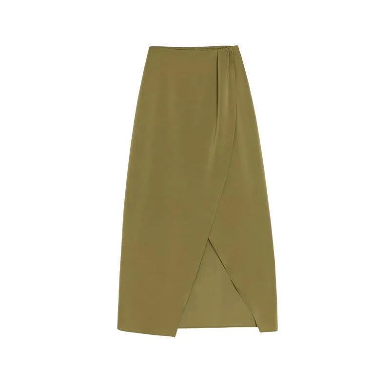 Satin Slit Irregular Skirt