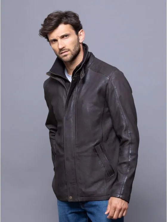 Skelwith Leather Coat in Brown