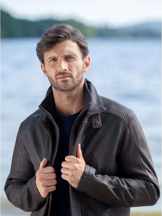 Skelwith Leather Coat in Brown