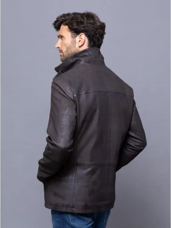 Skelwith Leather Coat in Brown