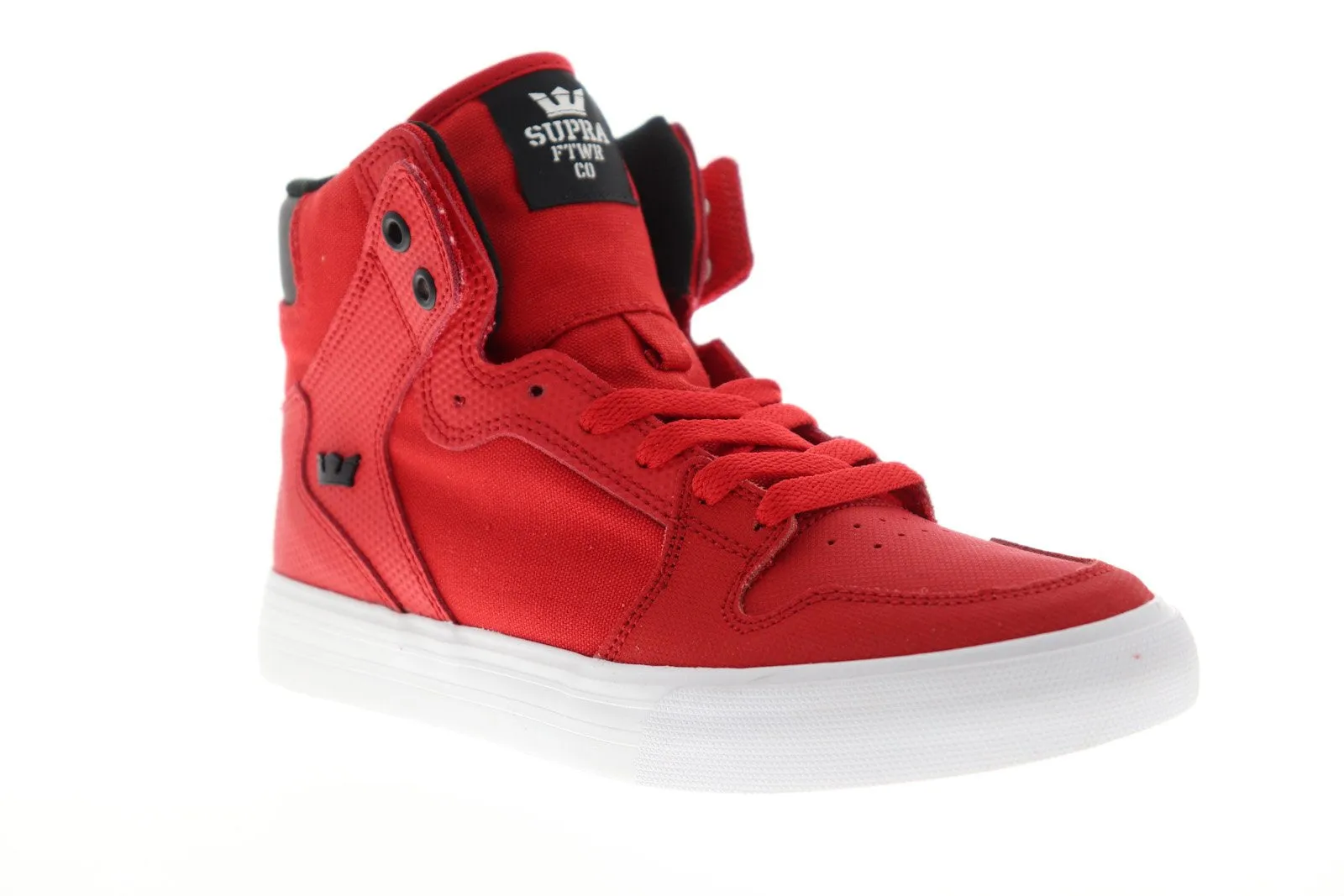 Supra Vaider 08044-693-M Mens Red Canvas High Top Lace Up Skate Sneakers Shoes