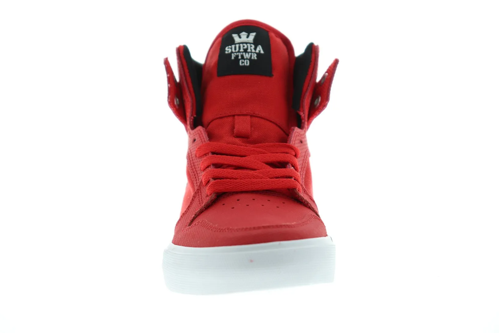 Supra Vaider 08044-693-M Mens Red Canvas High Top Lace Up Skate Sneakers Shoes