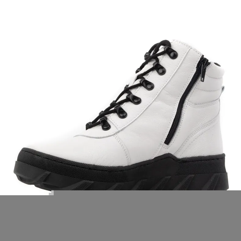 WASAK Women's shoes ankle boots snow boots winter leather 0697W white