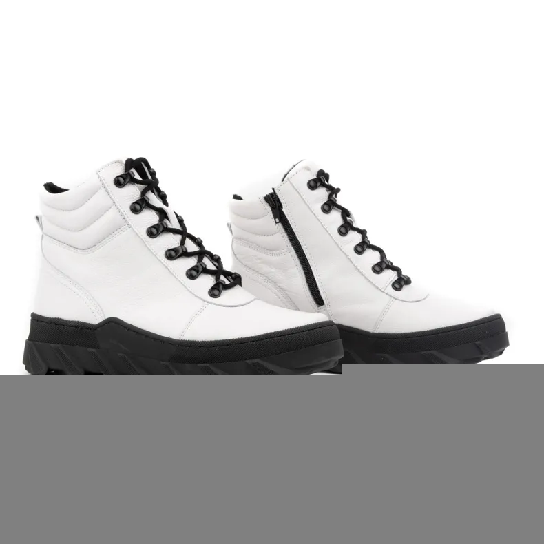 WASAK Women's shoes ankle boots snow boots winter leather 0697W white